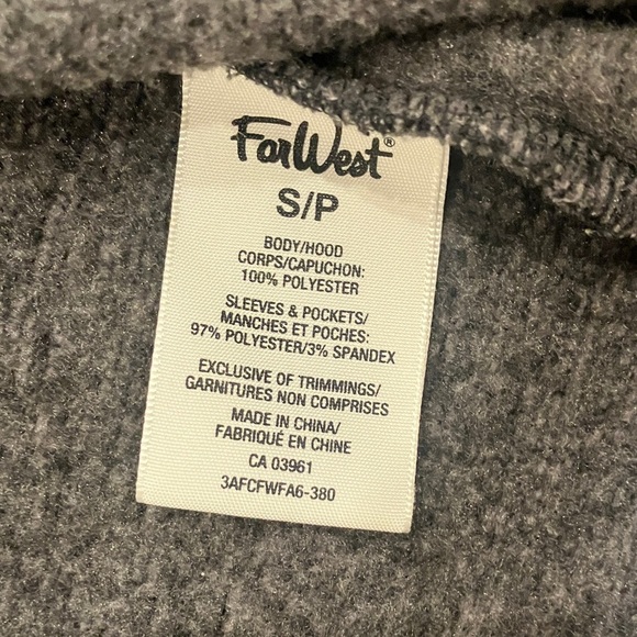 FarWest women’s size small Gray Black Hooded zip up fleece Jacket w/ thumb holes - Picture 12 of 14